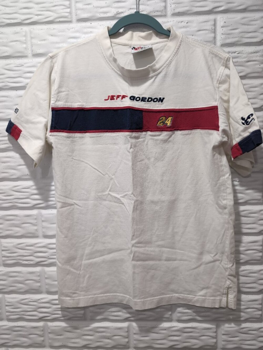 Vintage Jeff Gordon Chase Authentics Shirt Youth XL White Red Striped NASCAR 24